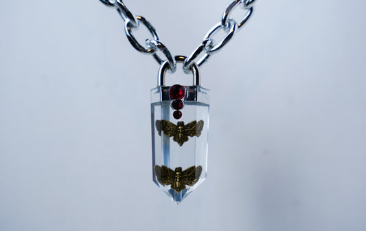 Deux Moth Crystal Pendant