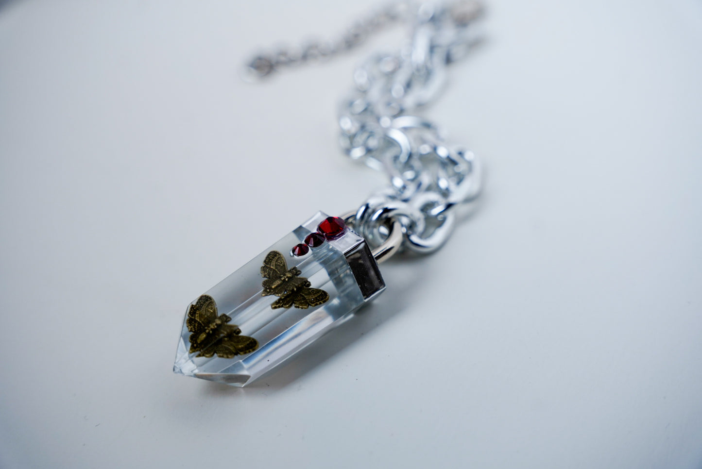 Deux Moth Crystal Pendant