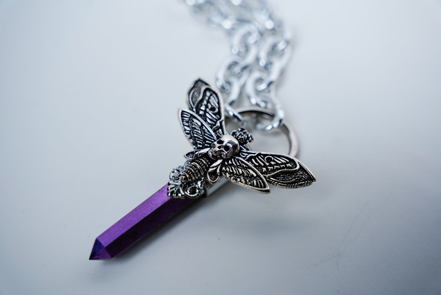 Death Head Moth Crystal Pendant (Purple Shimmer)