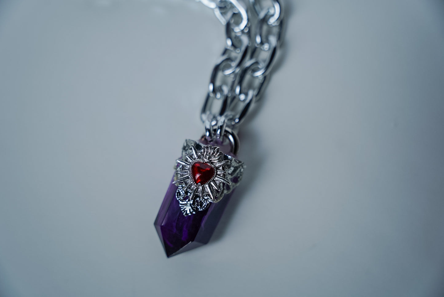 The Sacred Heart Crystal Pendant (Purple)