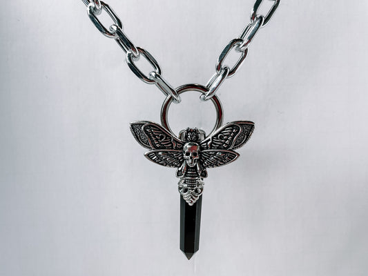 Black Death Head Moth Crystal Pendant