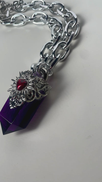 The Sacred Heart Crystal Pendant (Purple)