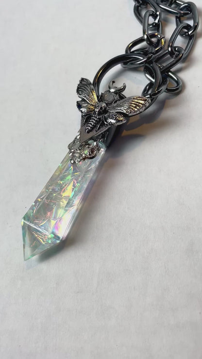 Large Crystal Moon Moth Pendant (Holographic)