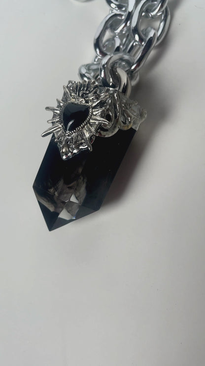 The Black Sacred Heart Crystal Pendant