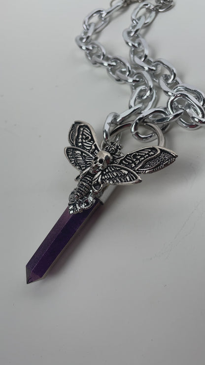 Death Head Moth Crystal Pendant (Purple Shimmer)