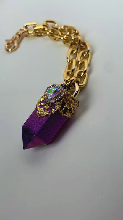 Moon Beam Heart Crystal Pendant (Iridescent Purple)